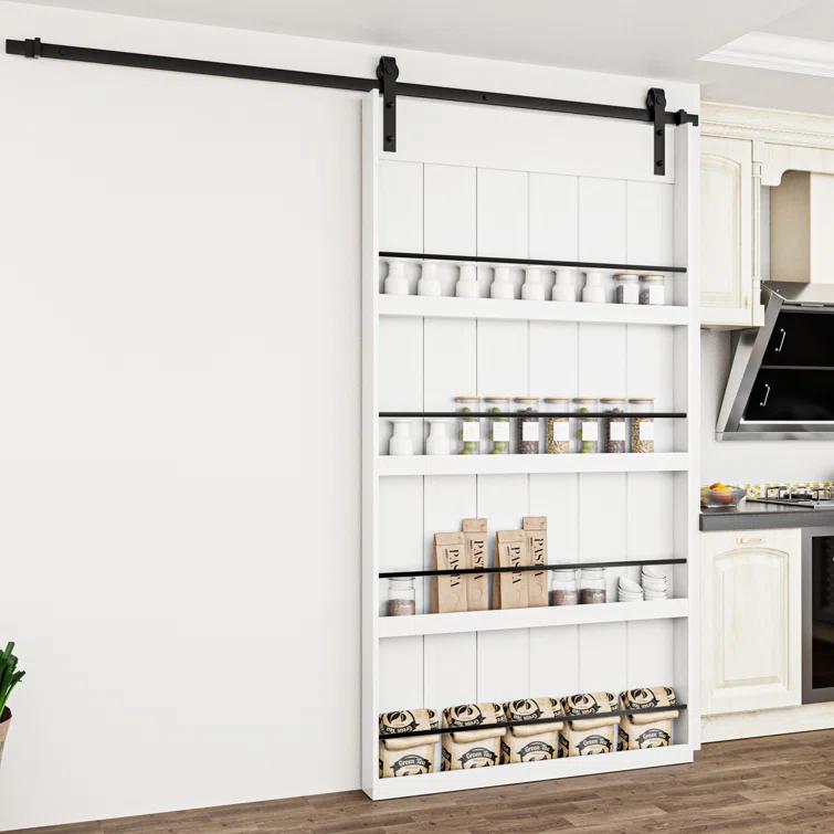 ARK DESIGN 84"H Wood and Primed Bookshelf Style Barn Door with Mounting Hardware Kit