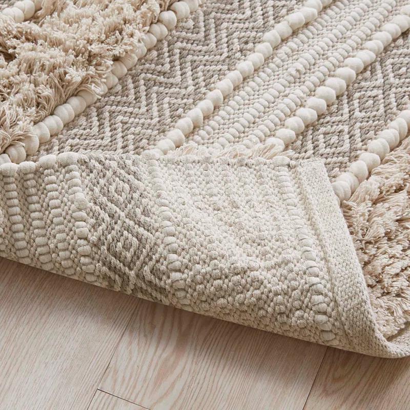 INK+IVY Asher Cotton Blend Bath Rug with Non-Slip Backing