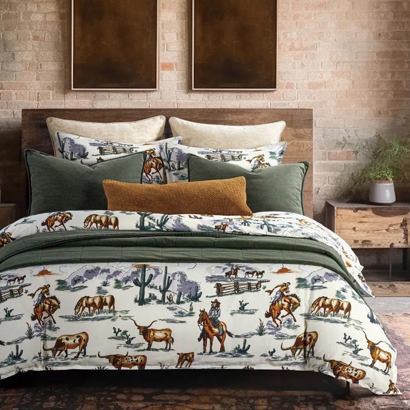 Paseo Road by HiEnd Accents Ranch Life Duffle Bag Animal Print Cotton Western Rustic Duvet Cover Set