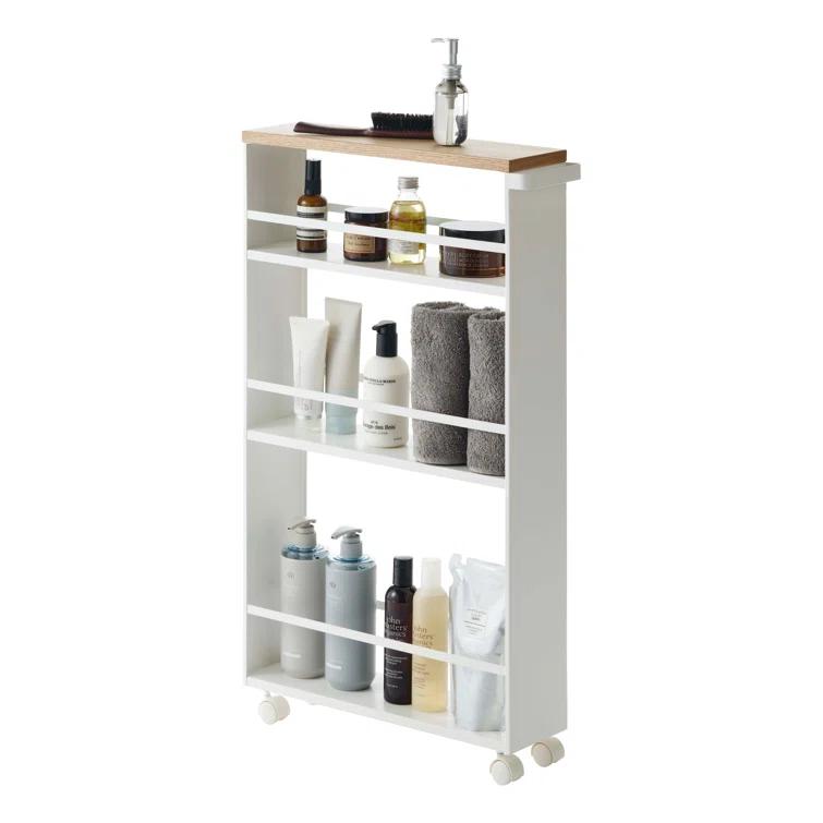 Yamazaki Tower White Rolling Slim Storage Cart With Handle