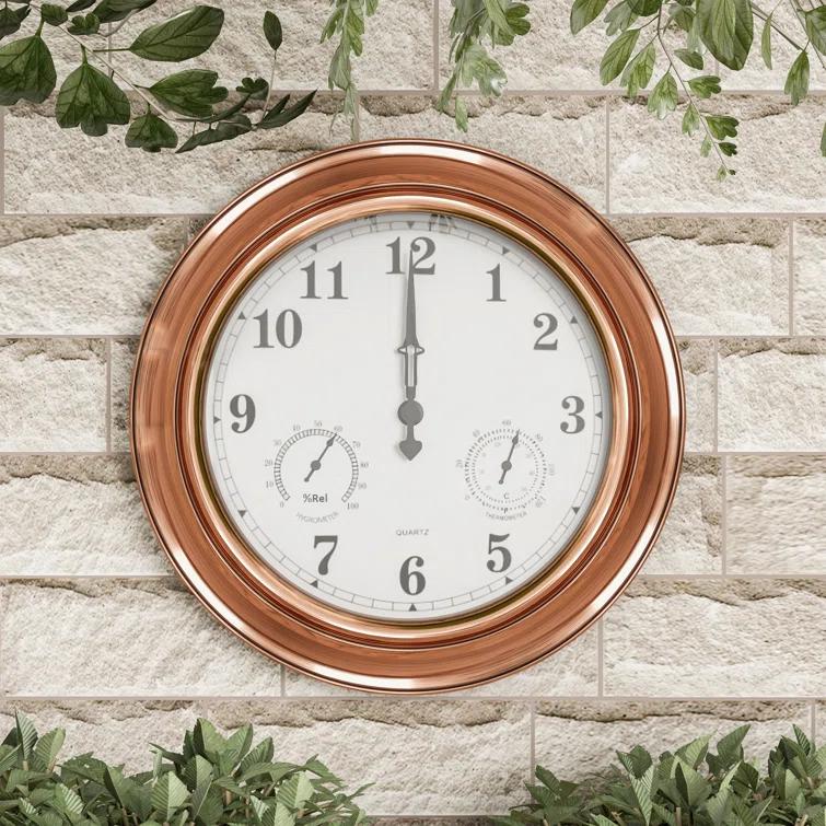 Pure Garden Indoor Outdoor Clock Thermometer Combo - 18-Inch Waterproof Outdoor Wall Clock with Temperature and Humidity by Pure Garden