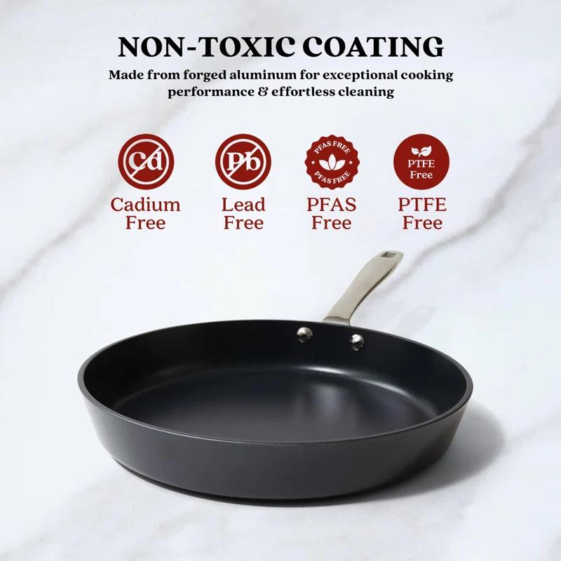 Alva Alva Maestro 3-Piece Ceramic Nonstick Frying Pan Set - PFAS/PFOA/PTFE-Free Skillet Cookware, Induction & All Stovetop Compatible, Oven Safe with Stay-Cool Handles Cooking Set
