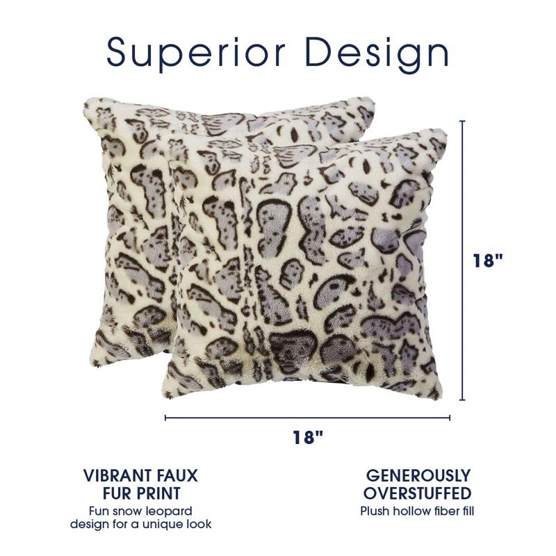 Cheer Collection Animal Print Faux Fur Throw Pillow (Set of 2)