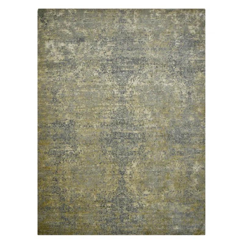 AMER Rugs Mystique Lucci Hand-Knotted Wool/Silk Area Rug in Gold/Gray