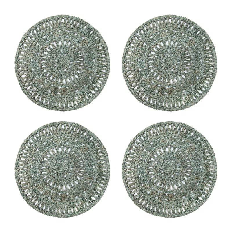 Dakota Fields Circolo Abaca Abaca Geometric Round Placemat (Set of 4)