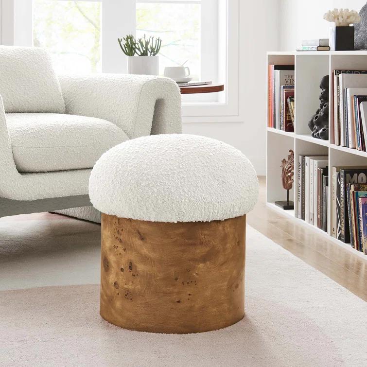 Modway Modway Breeze Boucle Upholstered Ottoman In Ivory Burl