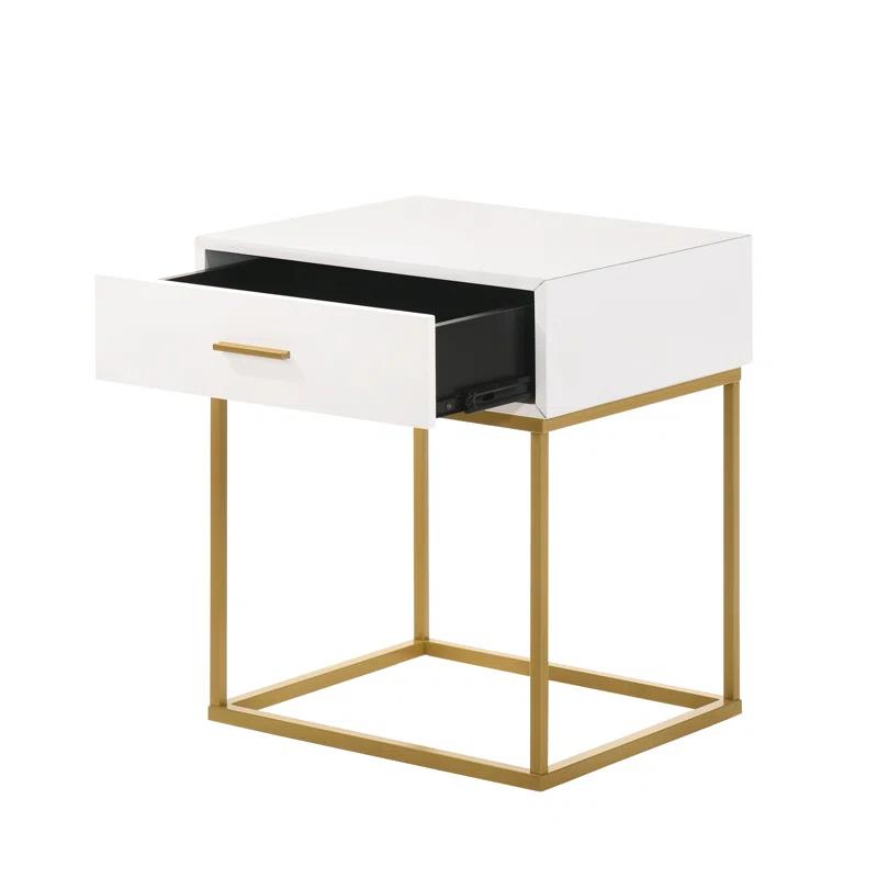 LuXeo LuXeo Catalina One Drawer Nightstand with Mustard Gold Legs