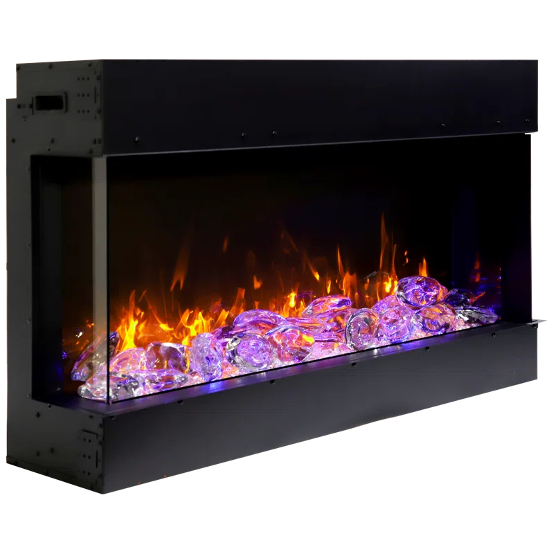 Amantii 72-TRU-VIEW-XL XT – 72″ Wide X 22″ In Height –3 Sided Glass / Indoor Or Outdoor Electric Fireplace