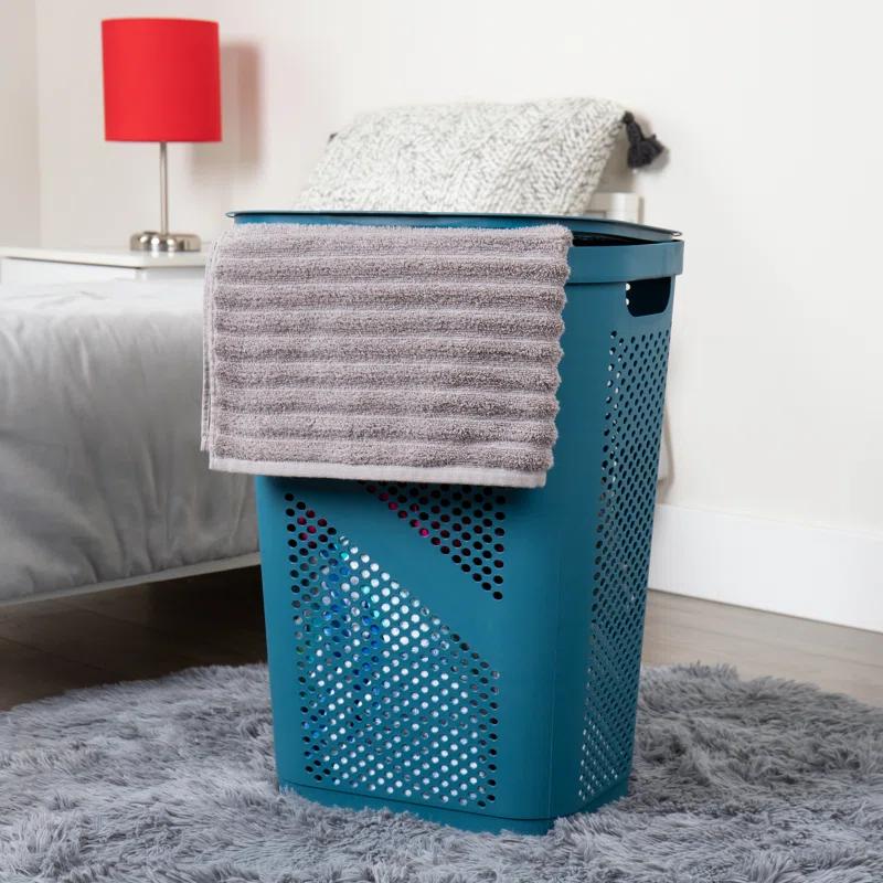 Mind Reader Mind Reader 60L Slim Laundry Hamper, Clothes Basket, Lid, Ventilated, Plastic, 17.25"L x 13.75"W x 23.5"H, 2-Pack