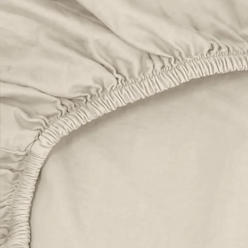 Jennifer Adams Home Relaxed Long-Staple Garment-Washed Cotton 4pc. Percale Sheet Set