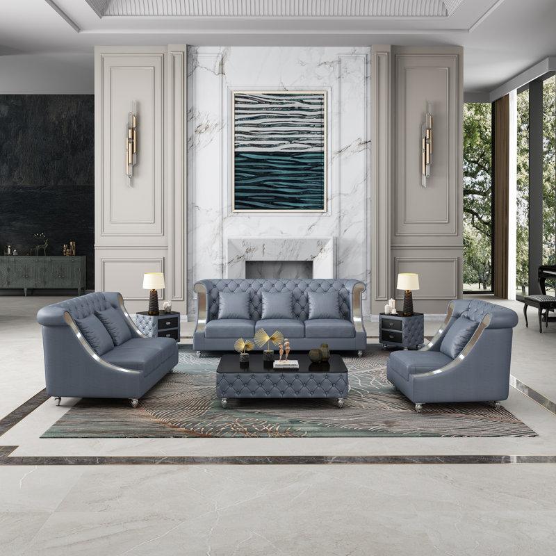 European Furniture Mayfair 66.5'' Leather Loveseat