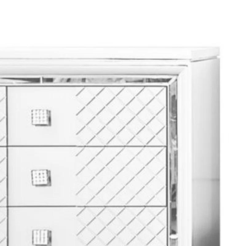 Benjara Seri Tall Dresser Chest With 5 Drawers, Diamond Pattern, Solid Wood