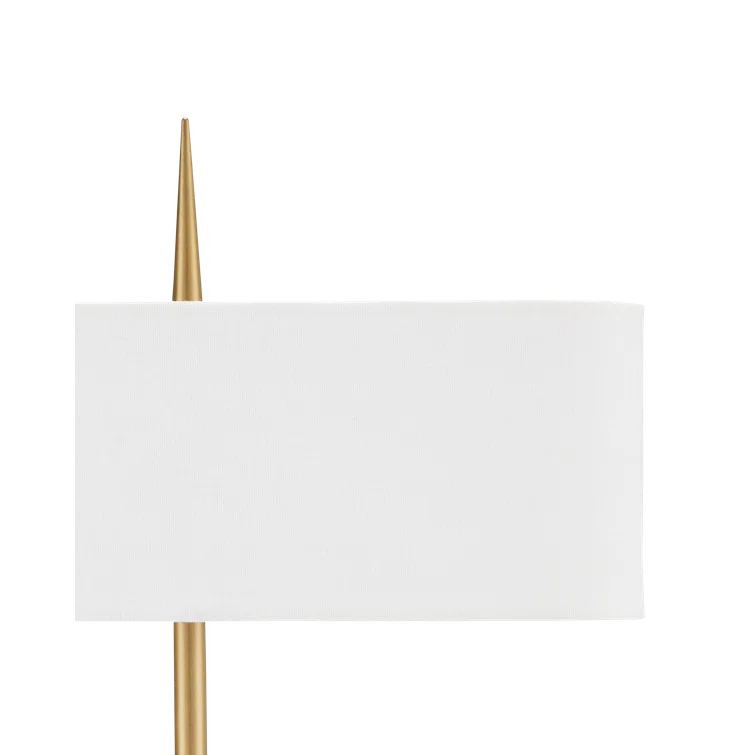 Antique Brass and Bone Linen Adjustable Table Lamp with Crystal Base