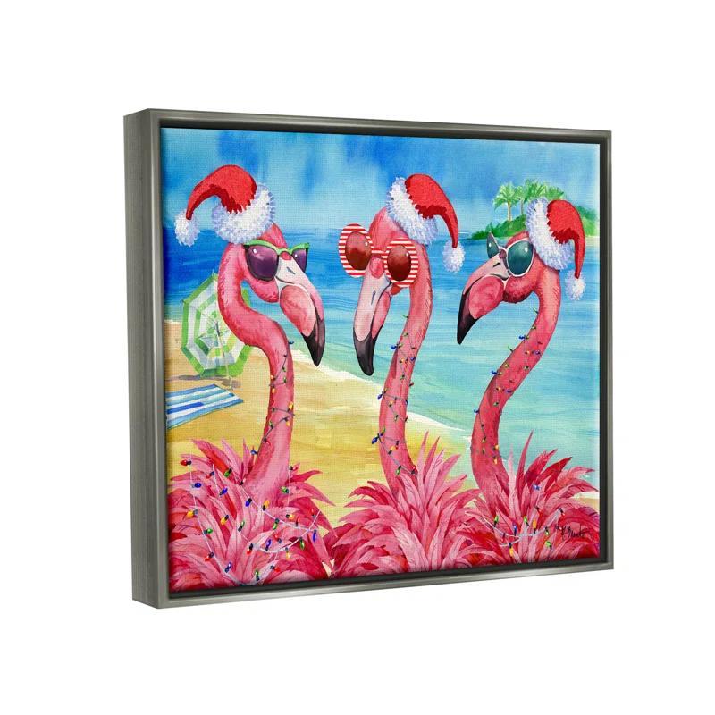 Stupell Industries " Holiday Lights Flamingos Beach " by Paul Brent