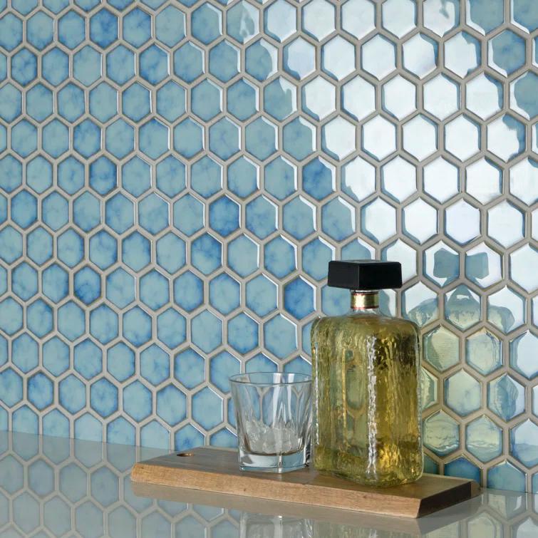 Merola Tile Hudson Due 2" Hex 10-7/8 " x 12-5/8 " Porcelain Mosaic Floor and Wall Tile