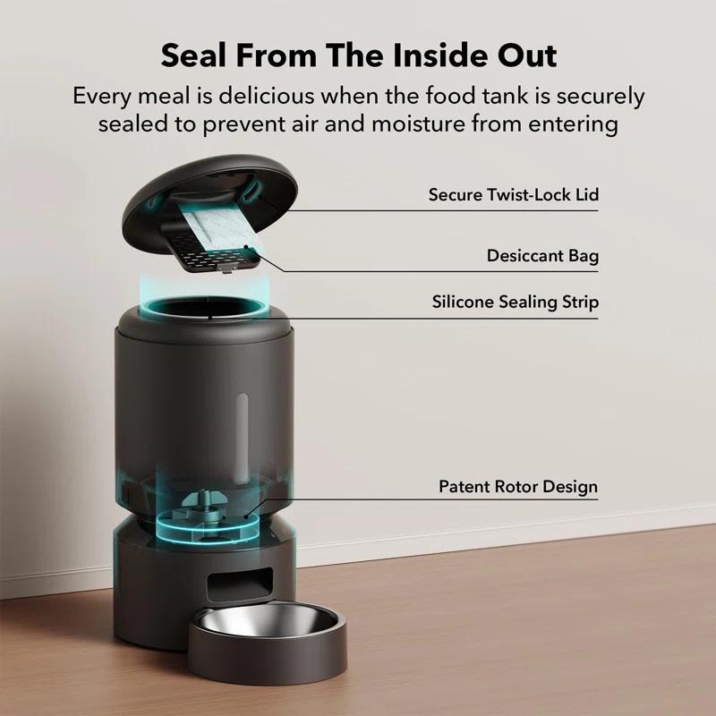 Automatic Cat Feeder, 5G Wifi Automatic Dog Feeder With Freshness Preservation, Timed Cat Feeder With Low Food Sensor, Up To 10 Meals Per Day, Granary Pet Feeder For Cats