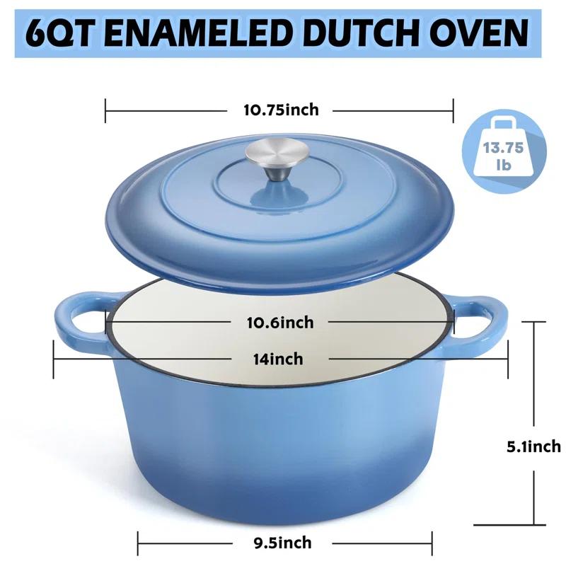 SPECIALTY FLOORING INC Dutch Oven,Enameled Cast Iron Dutch Oven Cooking Pot With Lid & Dual Handles, For Bread Baking Braising Stewing, Heavy Duty & Non Stick, Oven & All Stovetops Safe