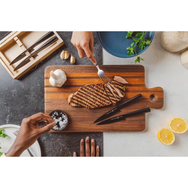 Schmidt Brothers Cutlery Jet Black 4-Piece Steak Knife Set