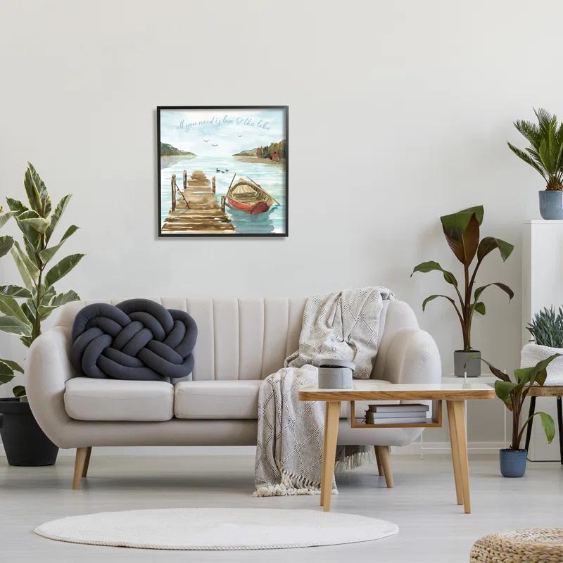 Stupell Industries " Love And The Lake Sentiment Boat Dock Landscape " by Dina June Painting Print