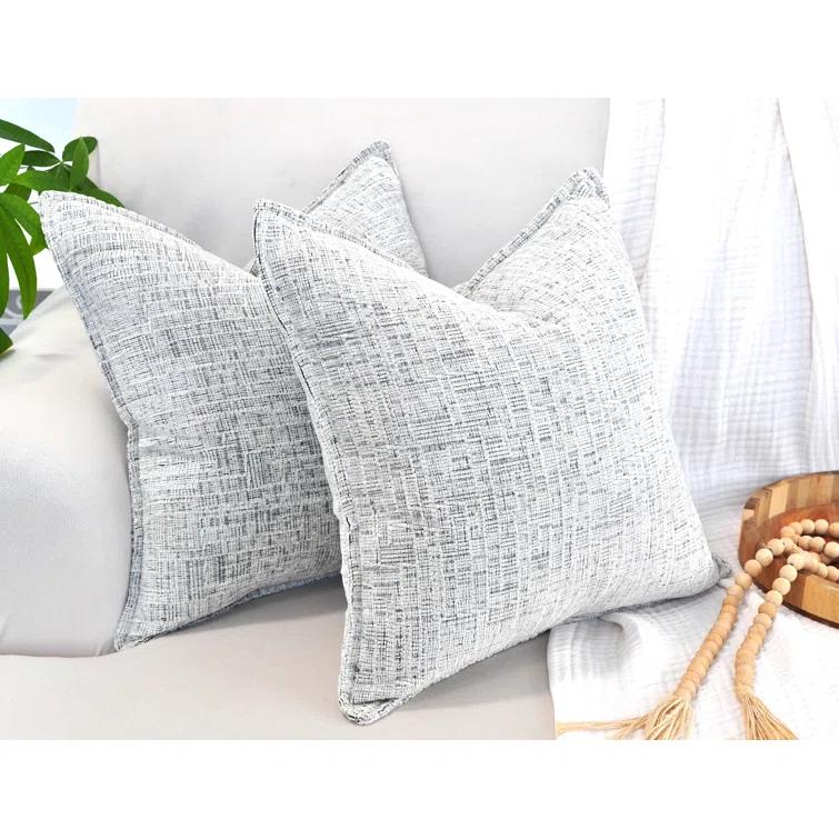 Oveesha Soft Chenille Throw Pillow Covers With Stitched Edge (Set of 2)
