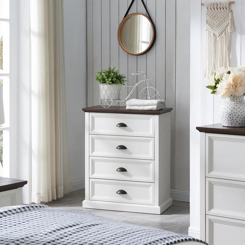 Winston Porter Nadra 4 Drawer Dresser for Bedroom, Chest of Drawers Organizer Storage, Farmhouse Wood Rustic Tall Dresser
