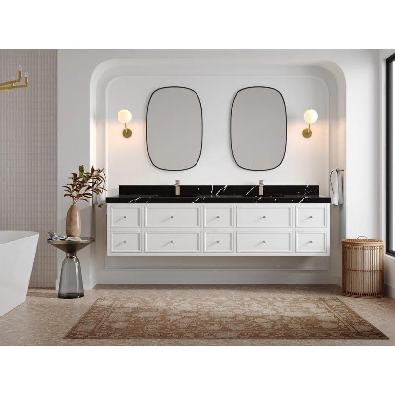 Willow Collections Roswell Floating 84'' Double Bathroom Vanity with Quartz Top