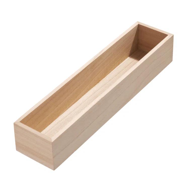 iDesign Renewable Wood Collection in Paulownia Wood Drawer Organizer Bin, 3.3" x 15" x 2.5"