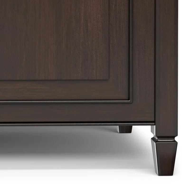 Simpli Home Connaught 36"W Solid Wood Small Storage Bench Trunk with Lift-Top Lid and Dual Storage Compartments