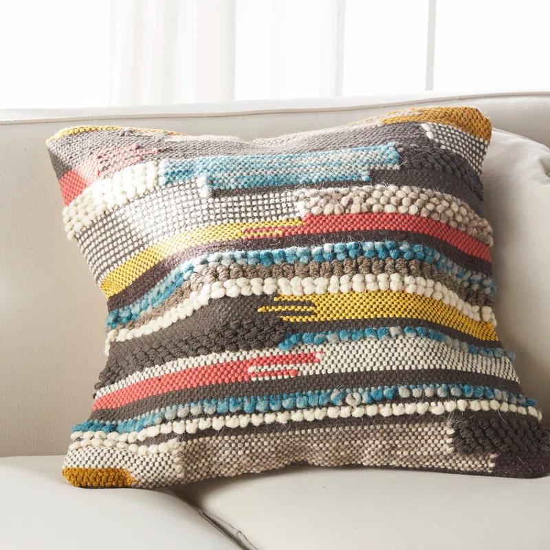 Embroidered Wool Blend Pillow Cover