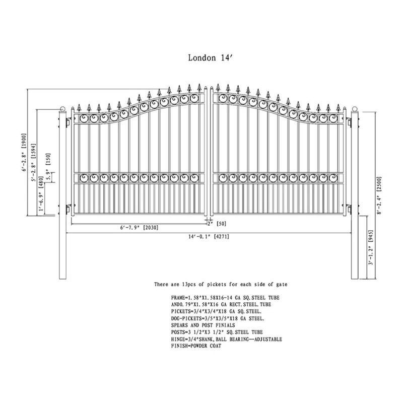 ALEKO London Black Metal Gate