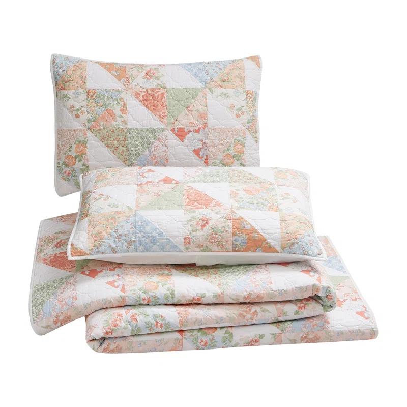 Modern Heirloom Coventry Floral Patchwork Printed Quilt Set