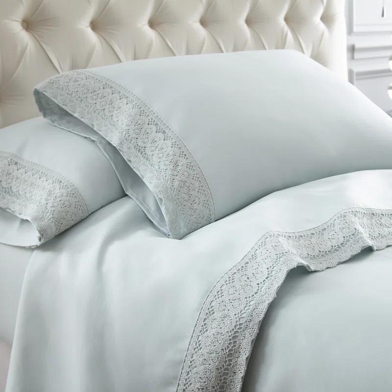 Modern Threads Modern Threads Yate Soft Microfiber Crochet Lace Sheets - Luxurious Microfiber Bed Sheets - Includes Flat Sheet, Fitted Sheet with Deep Pockets, & Pillowcases