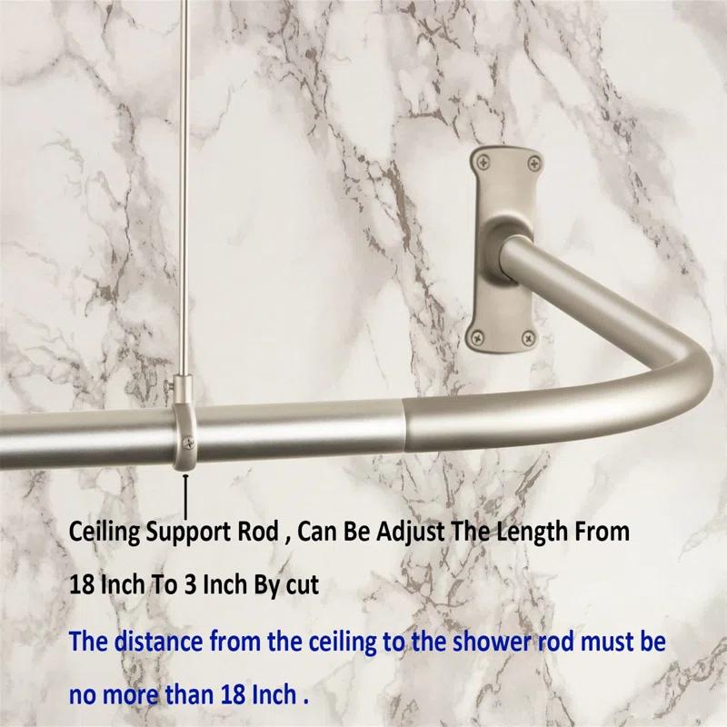 Blooming 62'' L-Shaped Drill / Screw Shower Curtain Rod