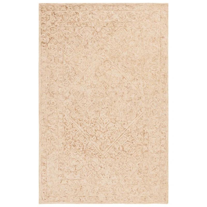 Gold and Ivory Hand-Tufted Wool Area Rug, 5' x 8'