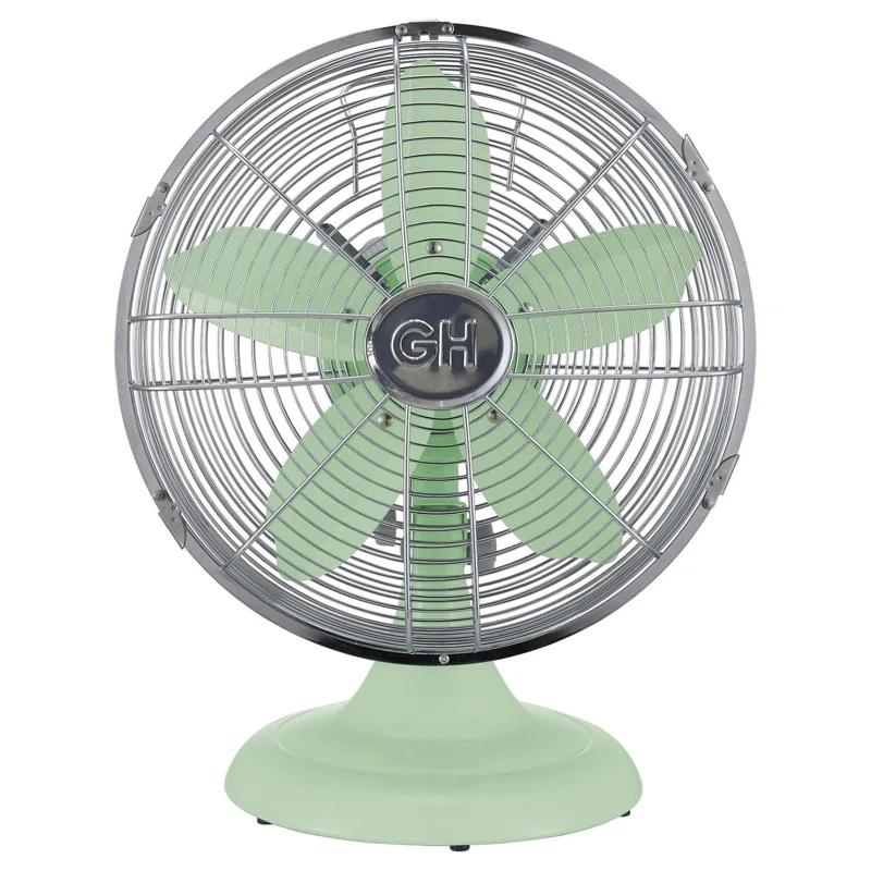 Good Housekeeping Good Housekeeping's All-Metal Retro 3-Speed 12" Oscillating Office Desk Table Fan (Multiple Finishes Available)