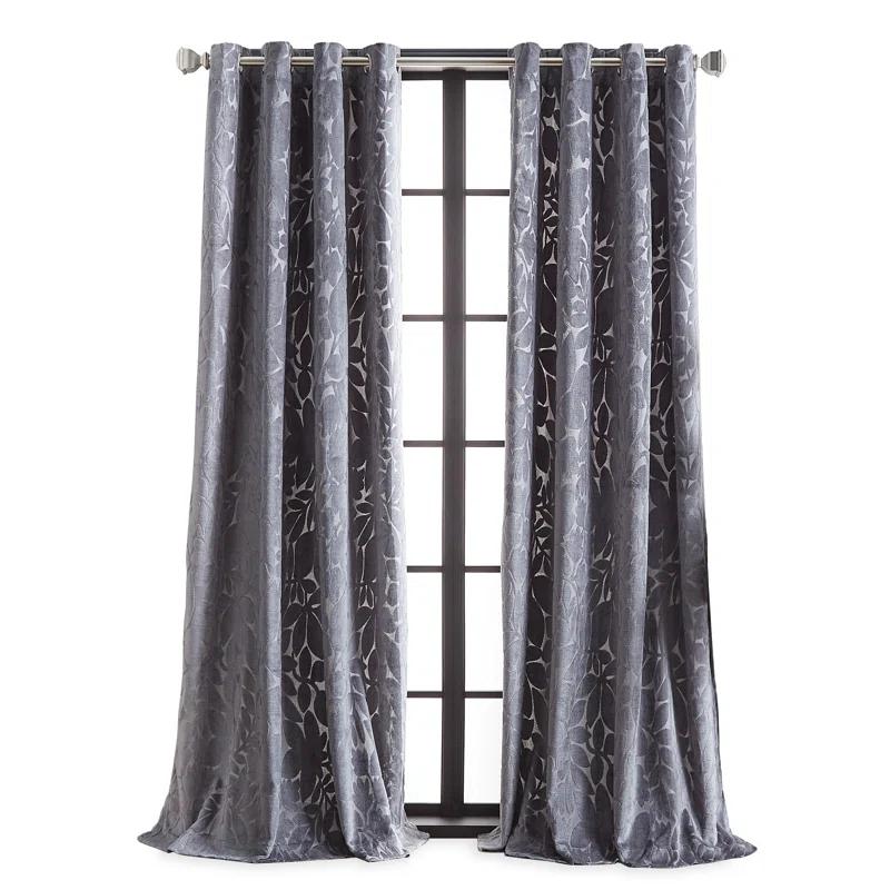 Martha Stewart Martha Stewart Sherwood Velvet Grommet Teal Curtain Panel Pair (Set Of 2) (Set of 2)