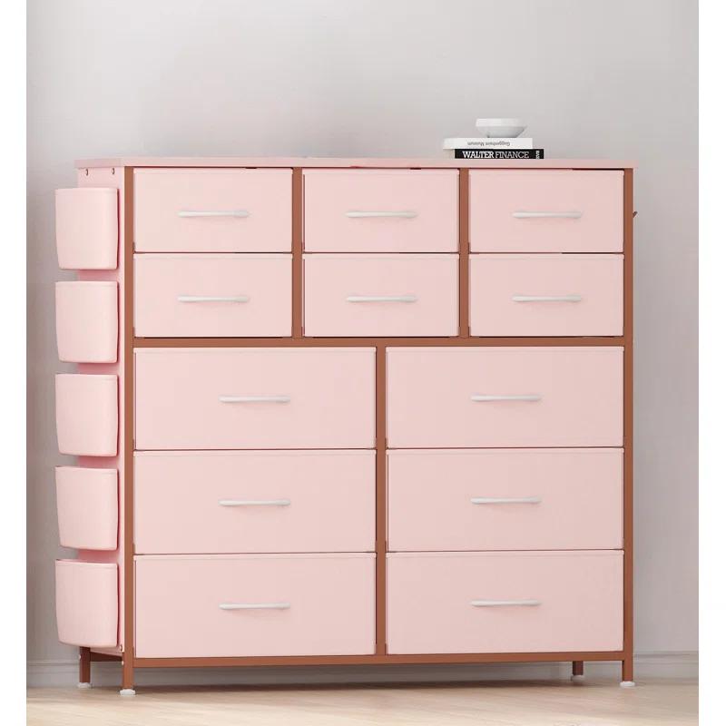 17 Stories Dresser For Bedroom, Tall Storage Dresser With 12  Fabric Drawers And Side Pockets, Chests Of Drawers Organizer
