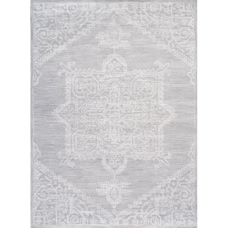 Pasargad Modern Oriental Handmade Tufted Area Rug in Silver/Ivory