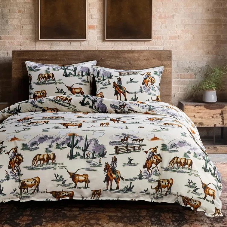 Paseo Road by HiEnd Accents Ranch Life Duffle Bag Animal Print Cotton Western Rustic Duvet Cover Set