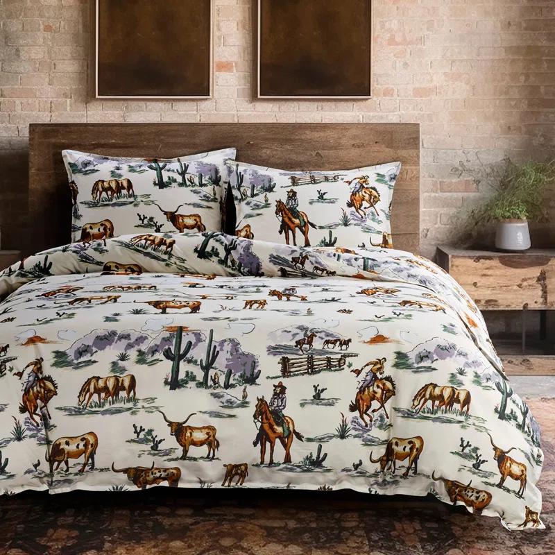 Paseo Road by HiEnd Accents Ranch Life Duffle Bag Animal Print Cotton Western Rustic Duvet Cover Set