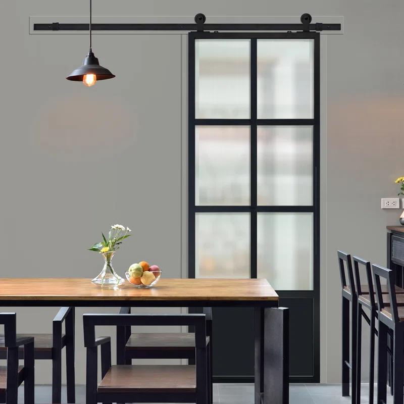 Barndoorz Single Glass Pane Glass with Installation Hardware Kit Barn Door