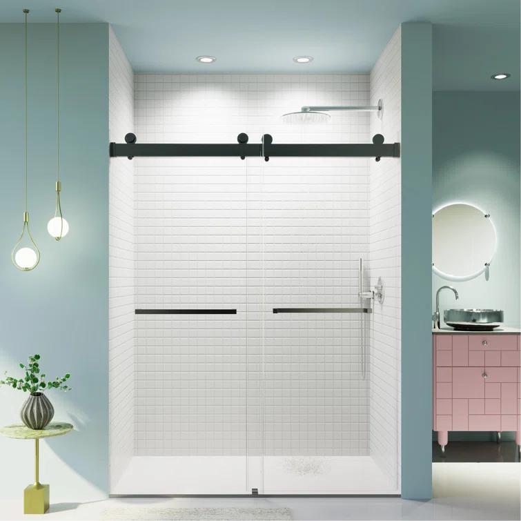 Ceballos 56-60 Inches W *76 Inches H Frameless Double Sliding Soft-Close Shower Door LNNMTB-W1552S00005