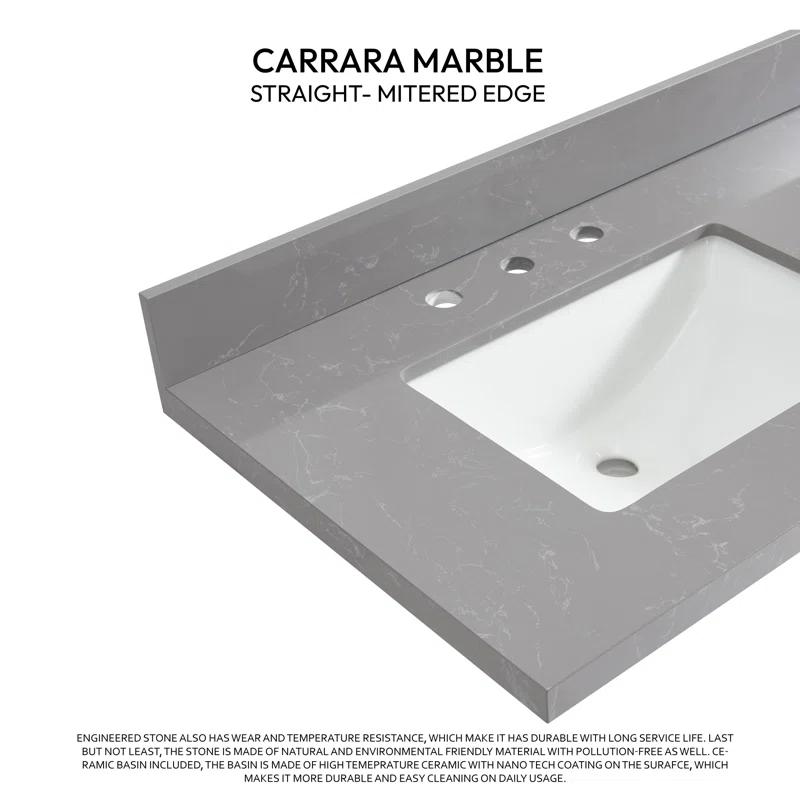 Vinnova Jaen 61'' Stone Double Bathroom Vanity Top with Sink
