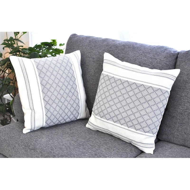 Dakota Fields Dorothene Outdoor Indoor  Pillow Covers Geometric Checkered Pattern, Plaid Woven Cushion Covers Pillow Cases (Set of 2)