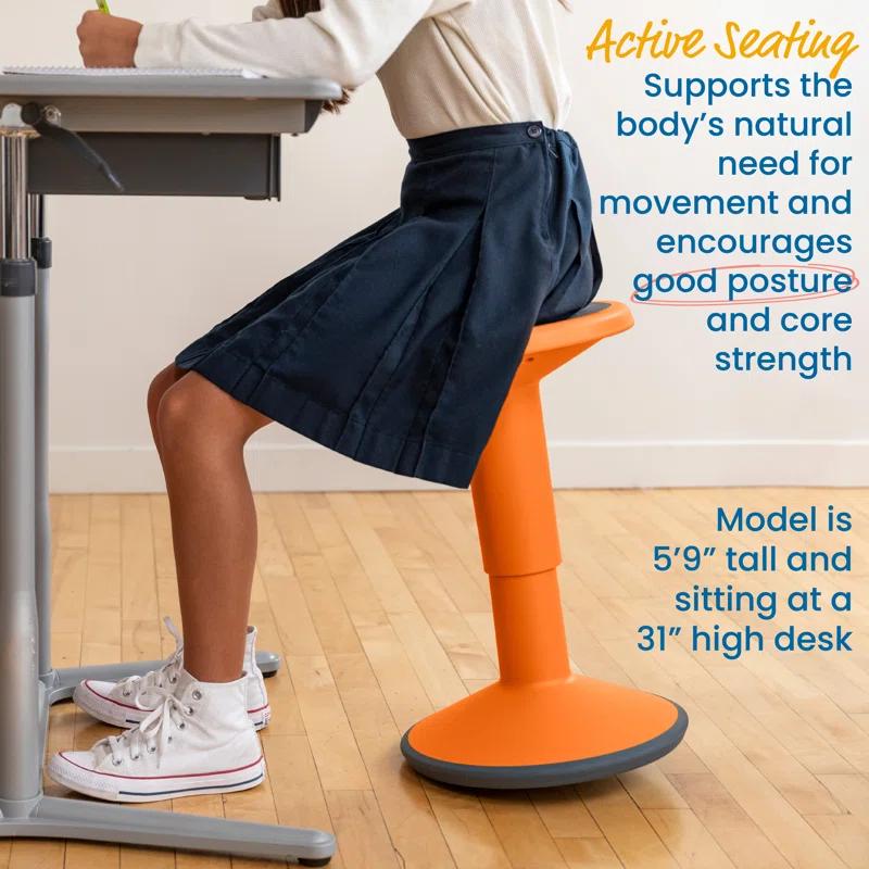 ECR4Kids ECR4Kids Sitwell Wobble Stool with Cushion, Adjustable Height, Active Seating