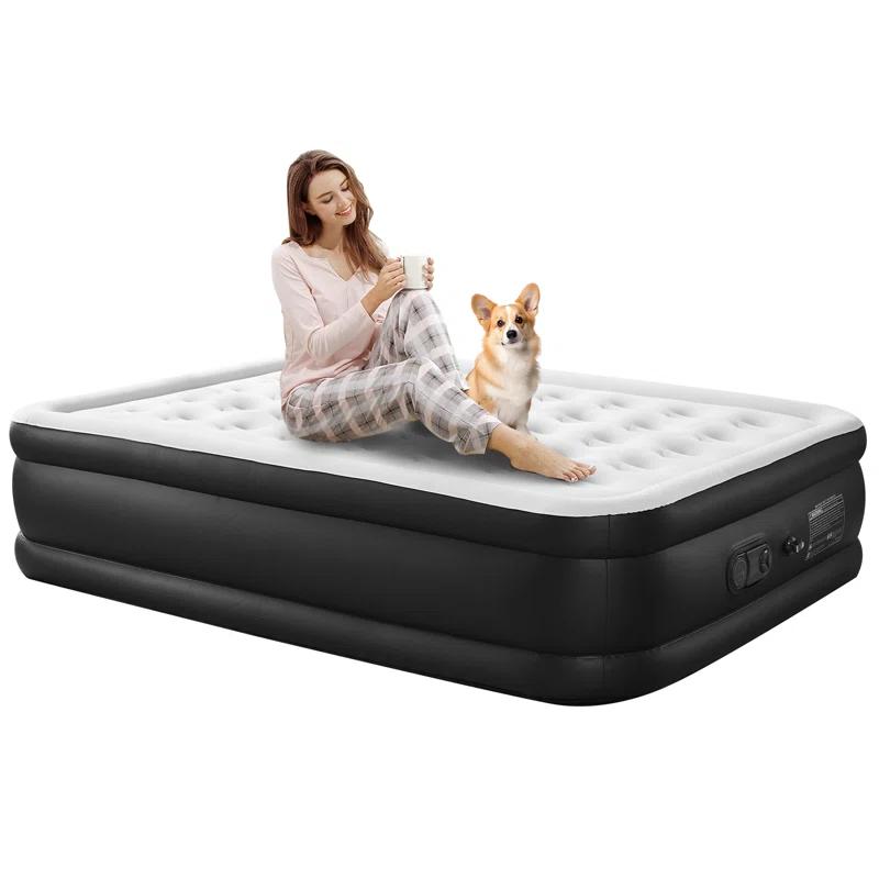 Ebern Designs 18 Inch Air Mattress Bed with Built- in Pump Blow Up Mattresses for Camping, Indoor Colchon, Guests