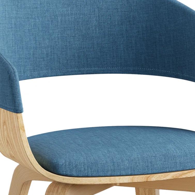 Lowell Bentwood Upholstered Dining Chair with Curved Backrest in Mid-Century Modern Style