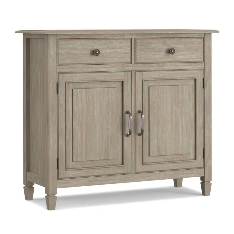 Simpli Home Connaught 40"W Solid Wood 2-Shelf Entryway Storage Cabinet with 2 Storage Drawers