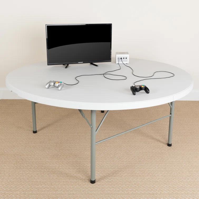 Flash Furniture Noah Stonewall 6' Round Plastic Folding Event Table with Carrying Handle