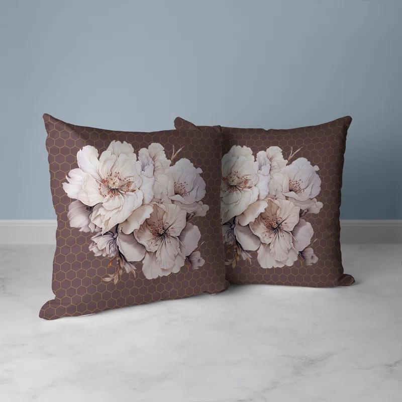 Amrita Sen Magnolia Majesty Floral Reversible Throw Pillow